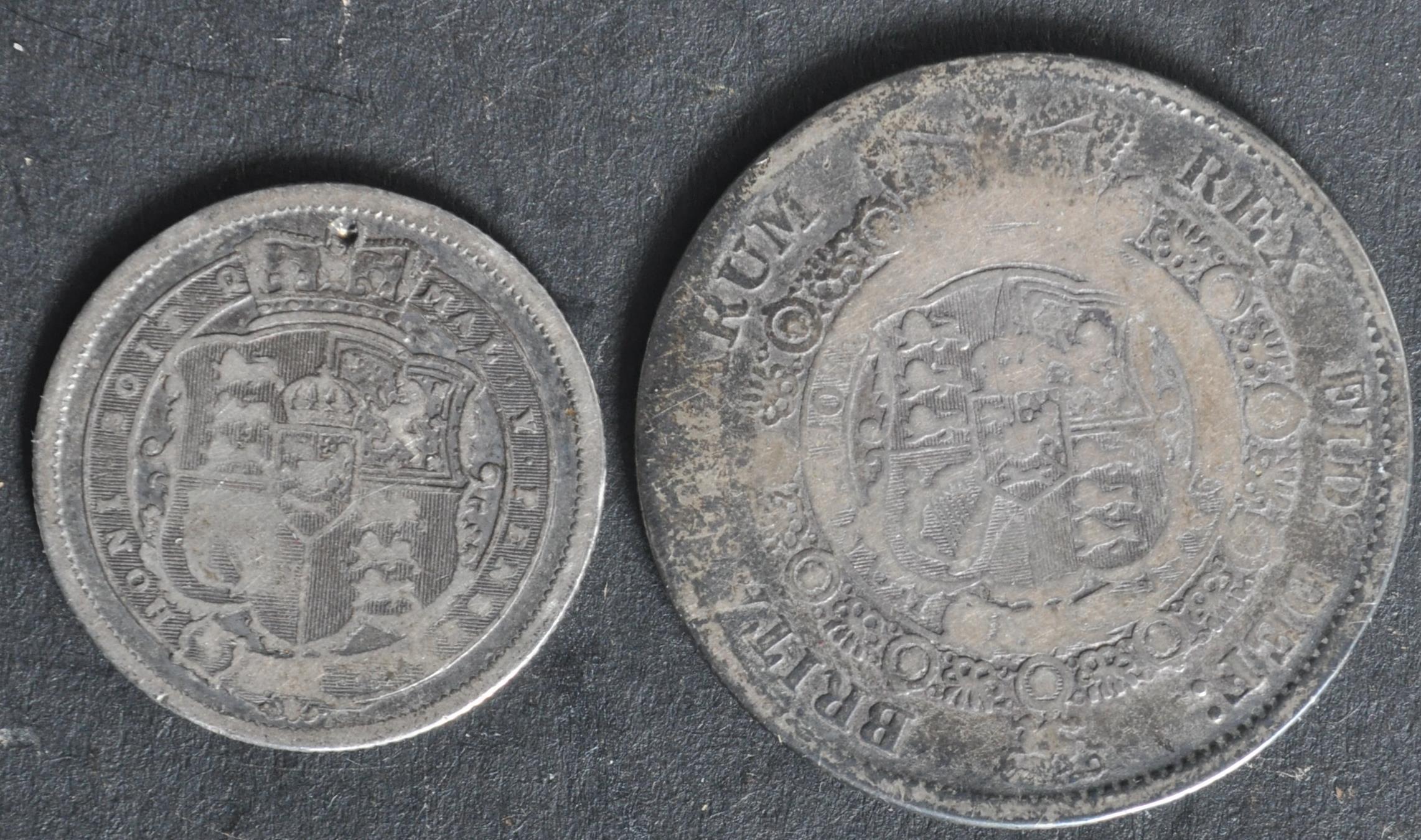 TWO GEORGE III SILVER COINS COMPRISING A HALF CROWN & SHILLING - Image 2 of 2