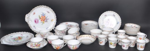 LARGE COLLECTION OF DRESDEN SPRAY BONE CHINA TEA SERVICE