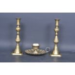 PAIR OF VICTORIAN BEEHIVE CANDLESTICKS WITH ANOTHER