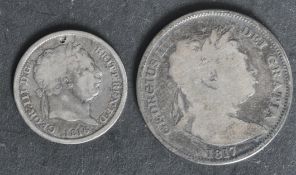 TWO GEORGE III SILVER COINS COMPRISING A HALF CROWN & SHILLING