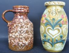 PAIR OF VINTAGE 20TH CENTURY BAY WEST GERMAN POTTERY VASES