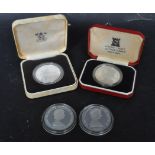 FOUR ROYAL MINT & POBJOY MINT SILVER PROOF COINS