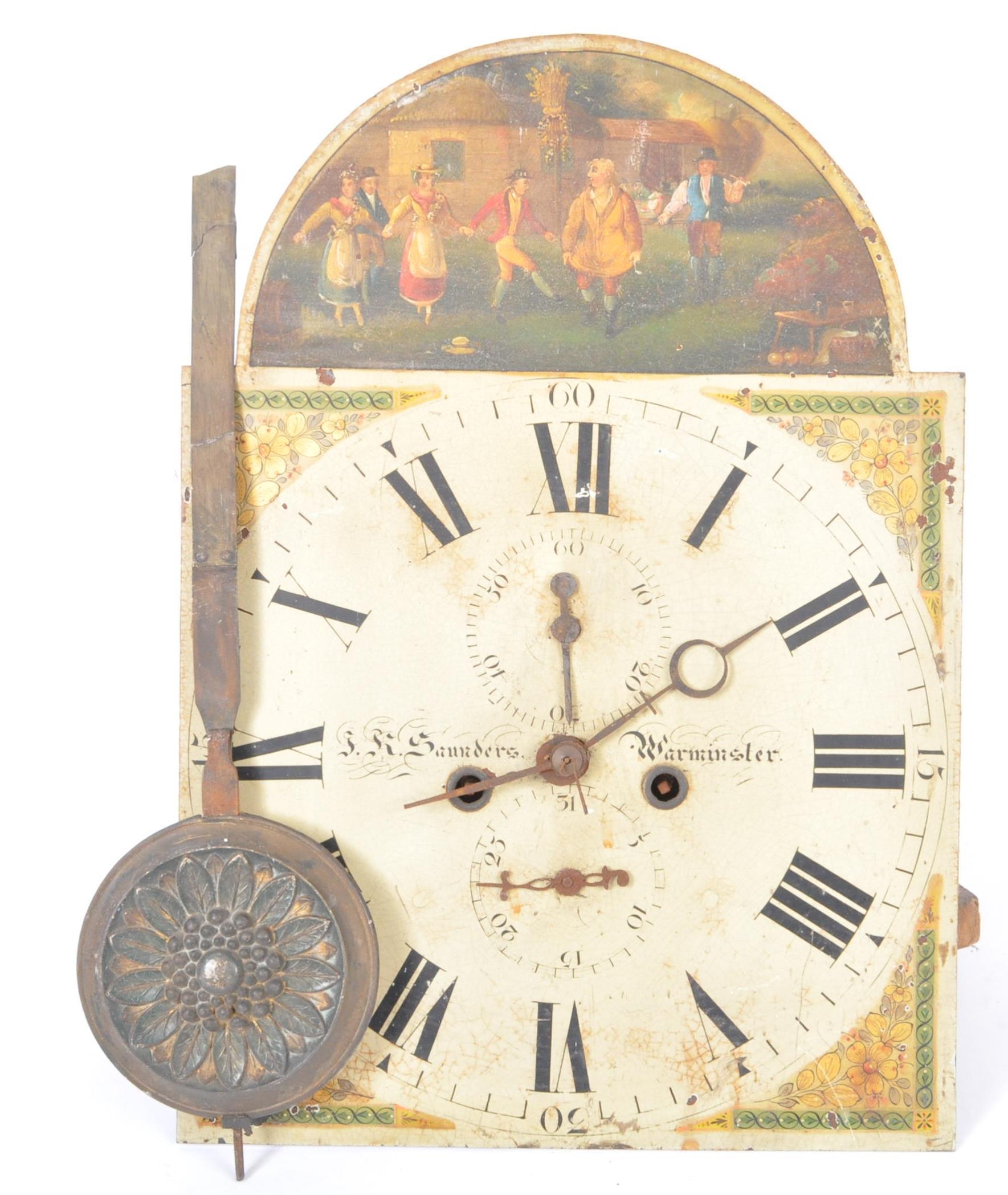19TH CENTURY SAUNDERS HAN PAINTED CLOCK FACE & MOVEMENT