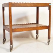 1920's SOLID OAK TWO TIER BUTLERS SERVING TEA TROLLEY