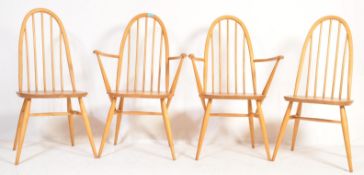 FOUR ERCOL QUAKER MID CENTURY DINING CARVER WINDSOR CHAIRS