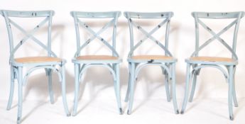 FOUR 20TH CENTURY BENTWOOD PALE BLUE CAFE CHAIRS