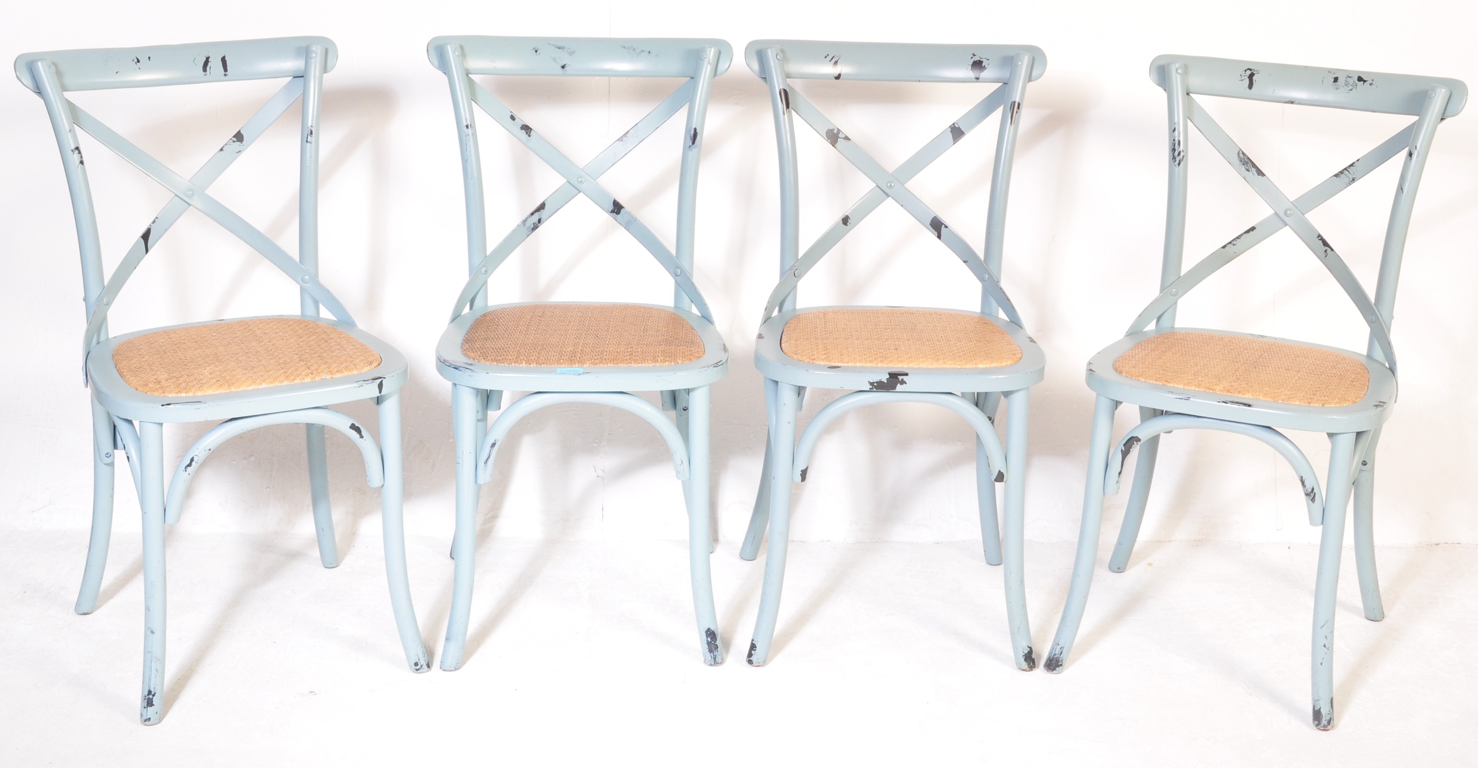 FOUR 20TH CENTURY BENTWOOD PALE BLUE CAFE CHAIRS - Image 2 of 7