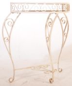 20TH CENTURY WHITE METAL AND SMOKED GLASS CONSOLE TABLE
