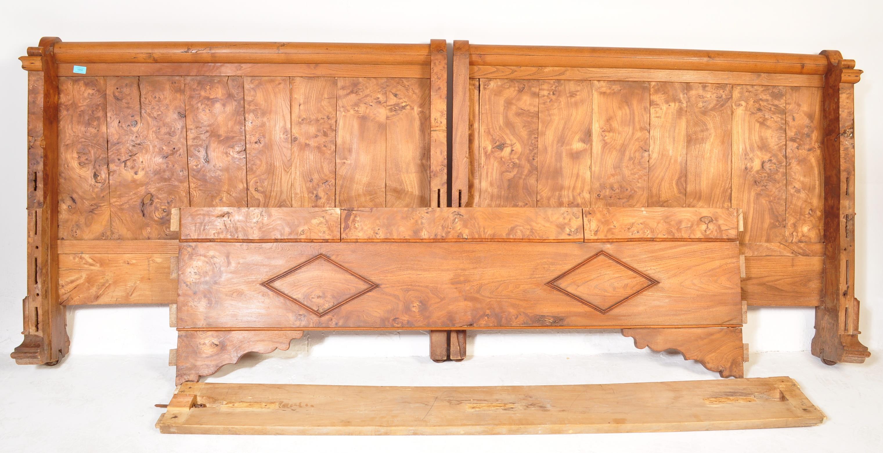 A 19TH CENTURY FRENCH RUSTIC WALNUT BED FRAME BEDSTEA