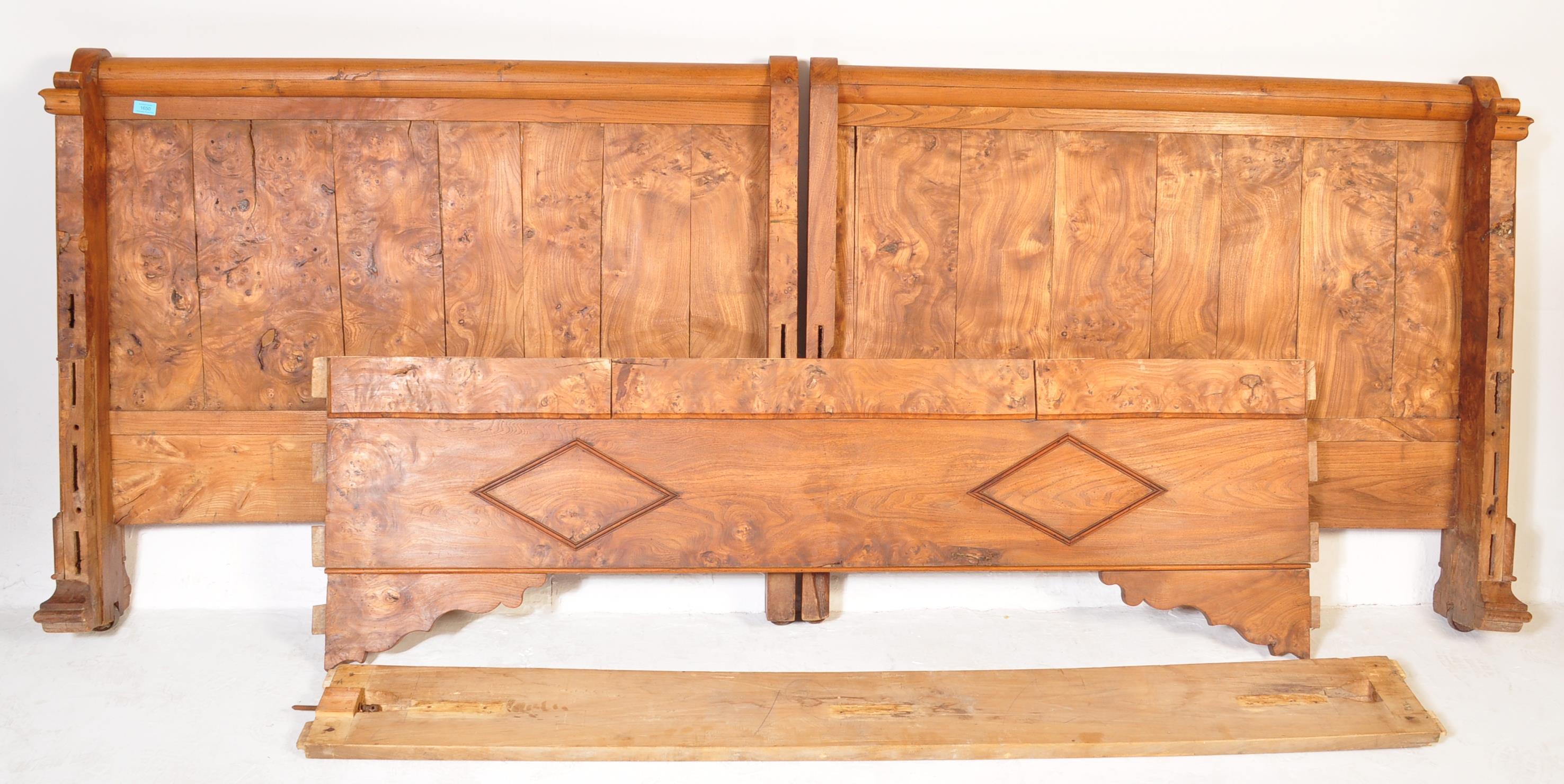 A 19TH CENTURY FRENCH RUSTIC WALNUT BED FRAME BEDSTEA - Image 2 of 9