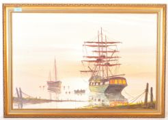 GORDON ALLEN - OIL ON CANVAS SHIP PAINTING