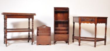 EARLY 20TH CENTURY FURNITURE - FOUR - BOOKCASE, TROLLEY & TABLE