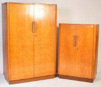 1930S ART DECO OAK LADIES AND GENTS WARDROBE SUITE