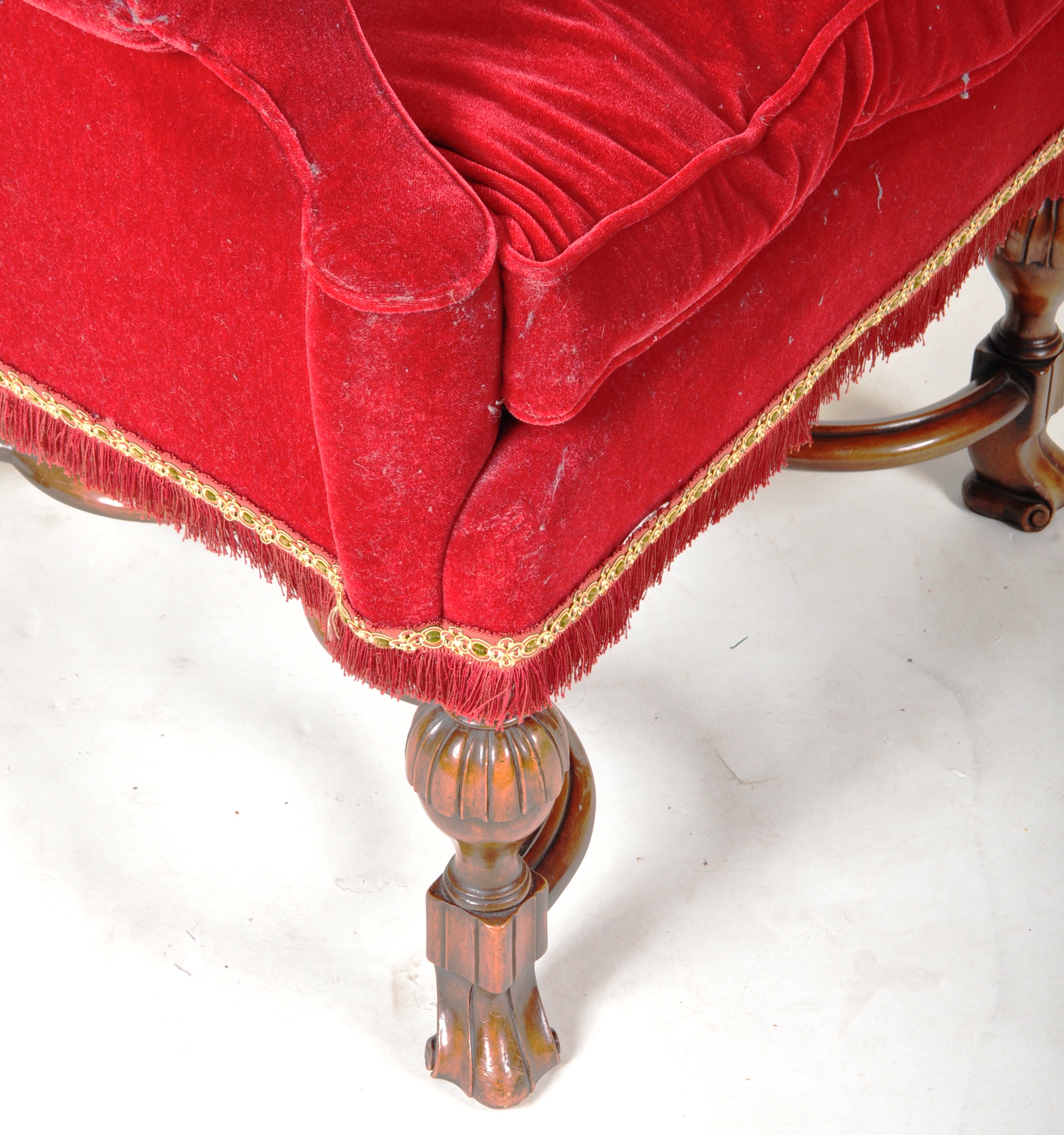 20TH CENTURY QUEEN ANNE REVIVAL FIRESIDE ARMCHAIR - Image 5 of 8