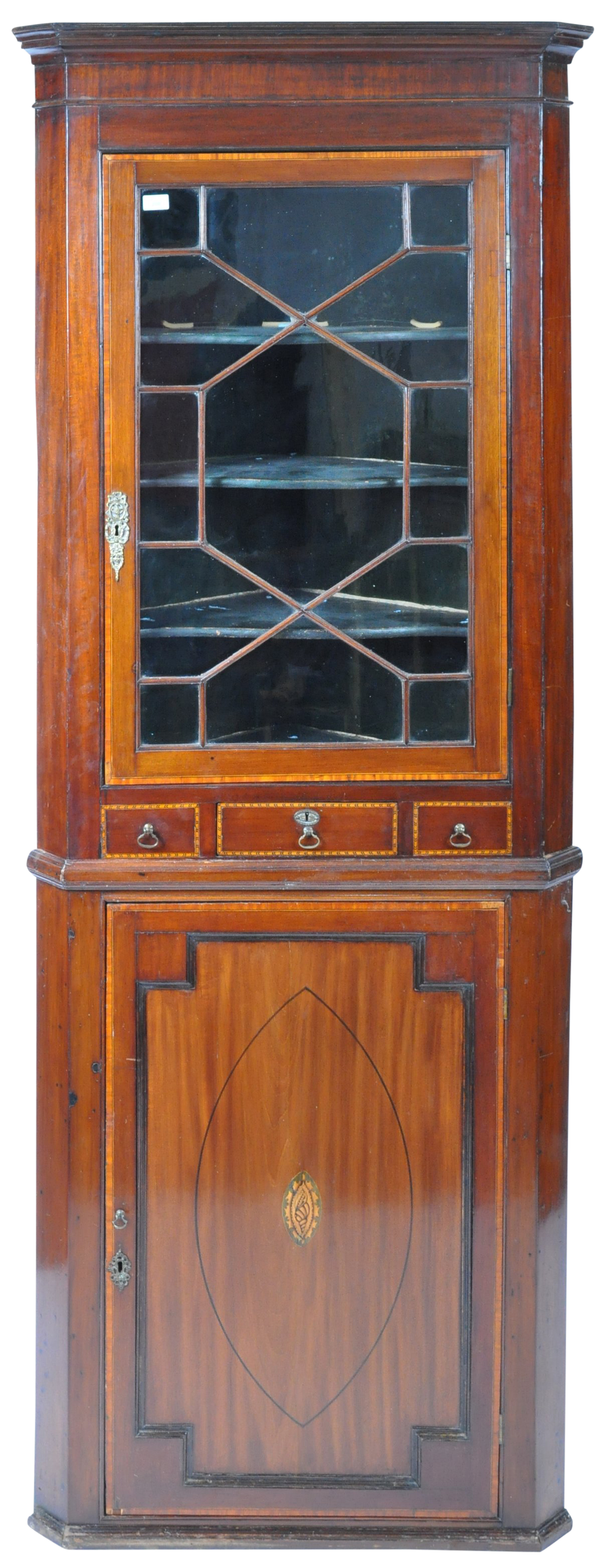 19TH CENTURY GEORGE III DOUBLE CORNER CUPBOARD