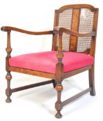 1930'S ART DECO WALNUT BERGERE CANED ARMCHAIR - CHAIR