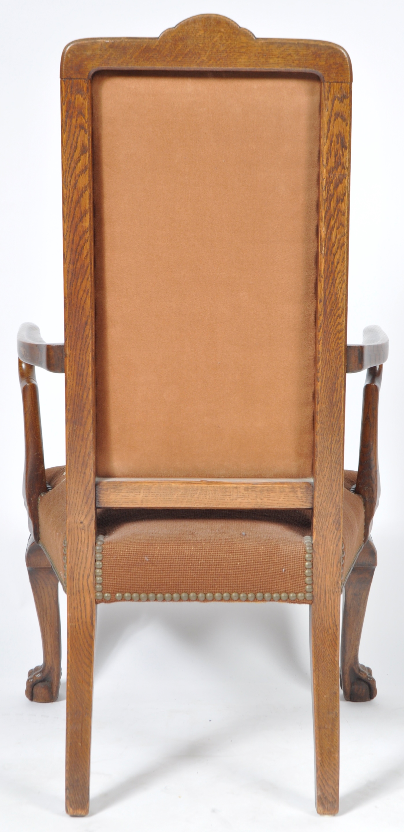 19TH CENTURY QUEEN ANNE REVIVAL OAK TAPESTRY ARMCHAIR - Image 7 of 8