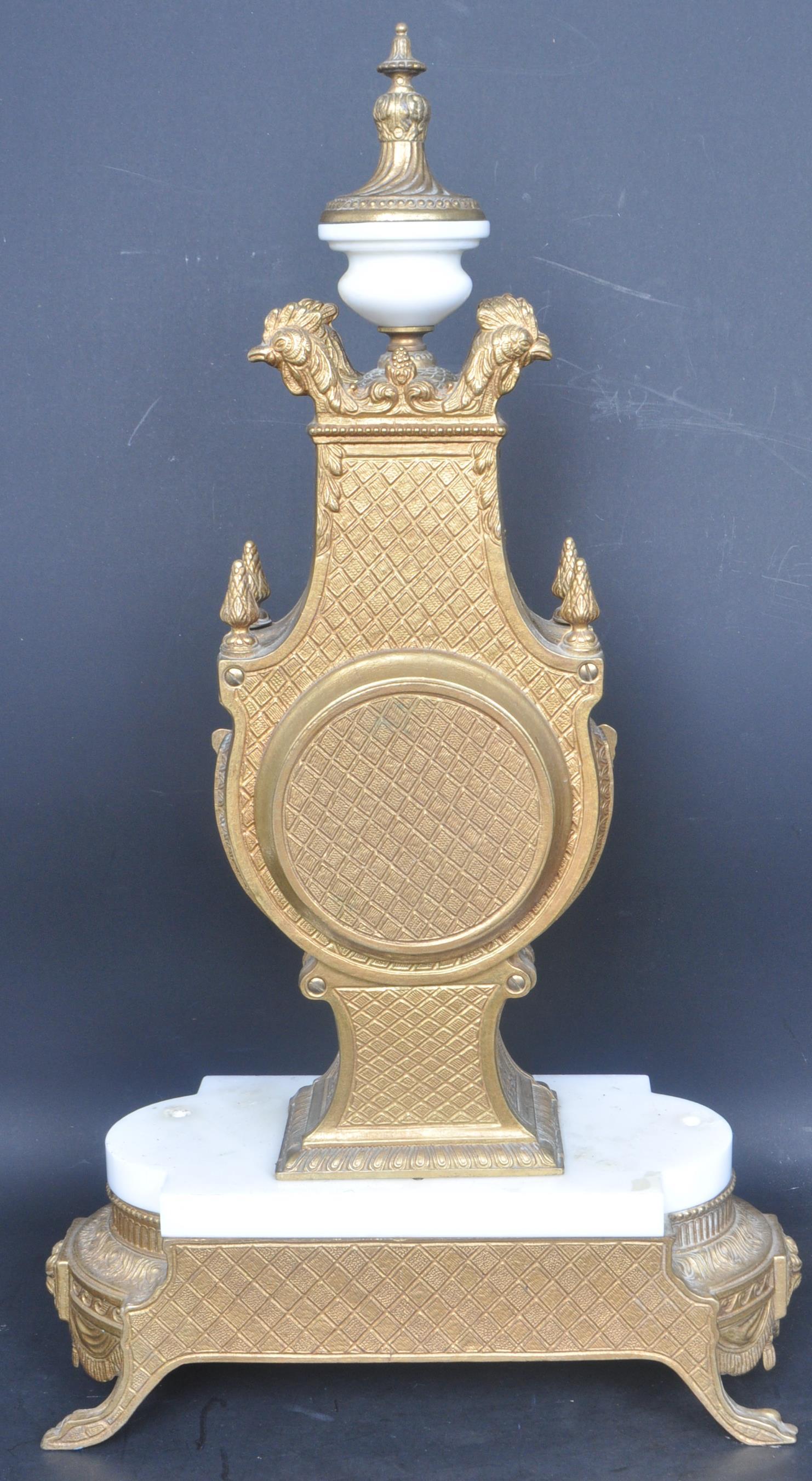 EARLY 20TH CENTURY GERMAN CONTINENTAL BRASS AND MARBLE CLOCK - Image 7 of 7