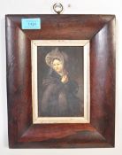 19TH CENTURY OIL PORTRAIT IN ROSEWOOD CUSHION FRAME