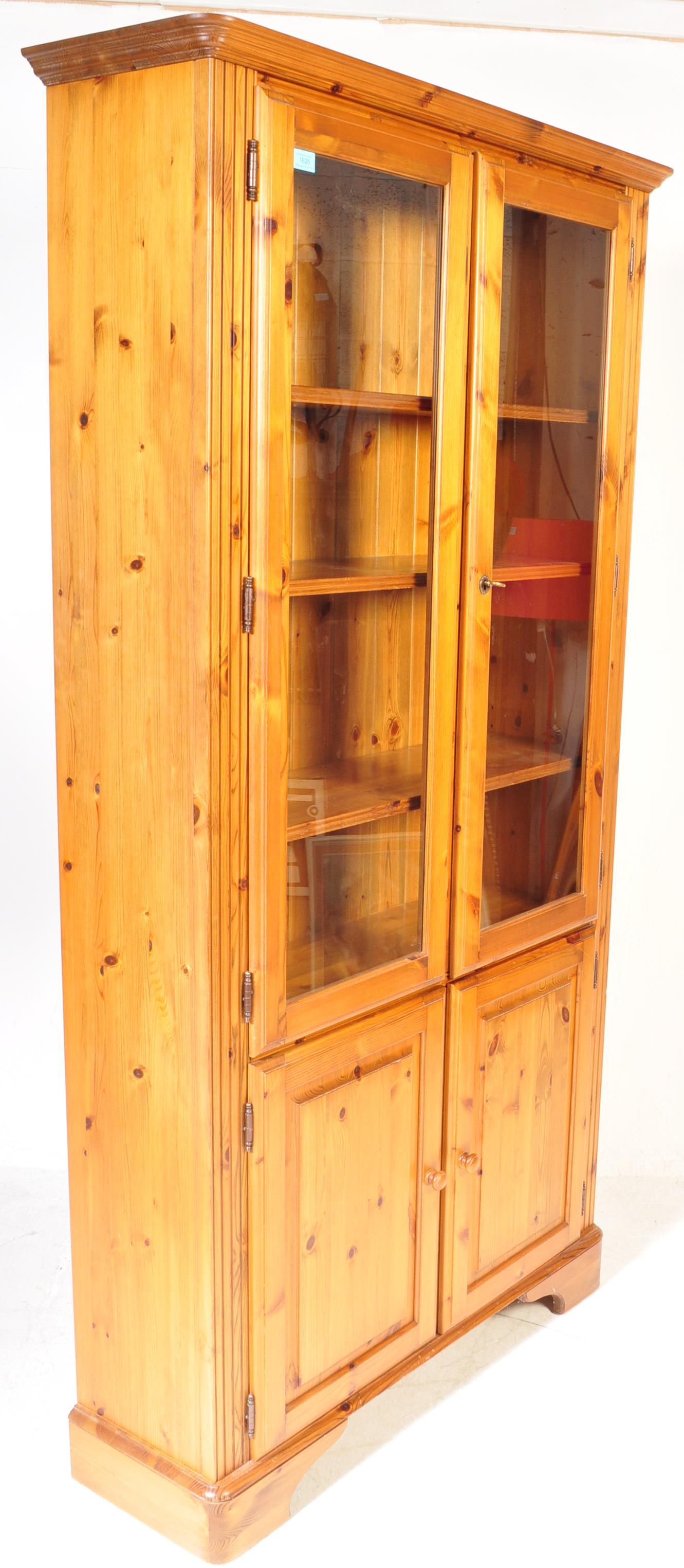 VICTORIAN REVIVAL LARGE PINE LIBRARY BOOKCASE CABINET - Image 3 of 4