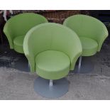 THREE CONTEMPORARY OFFICE EASY CHAIRS IN LIME GREEN