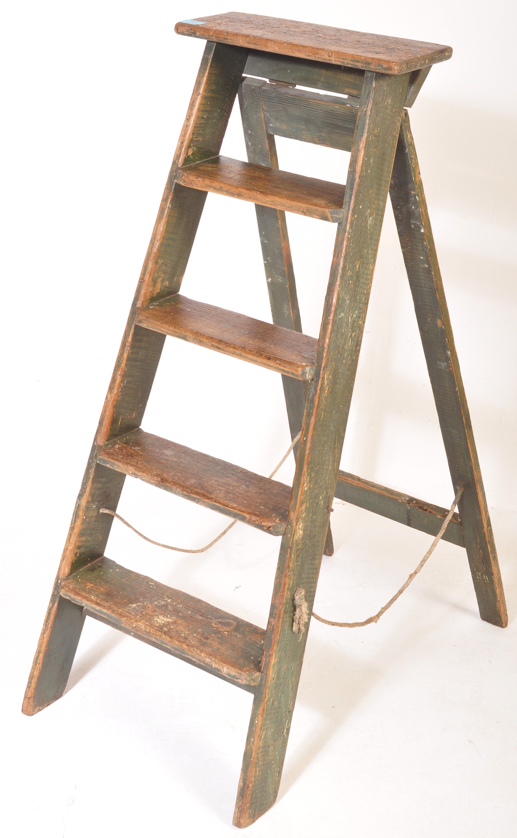 EARLY 20TH CENTURY FOLDING PINE A FRAME STEP LADDER - Image 3 of 7