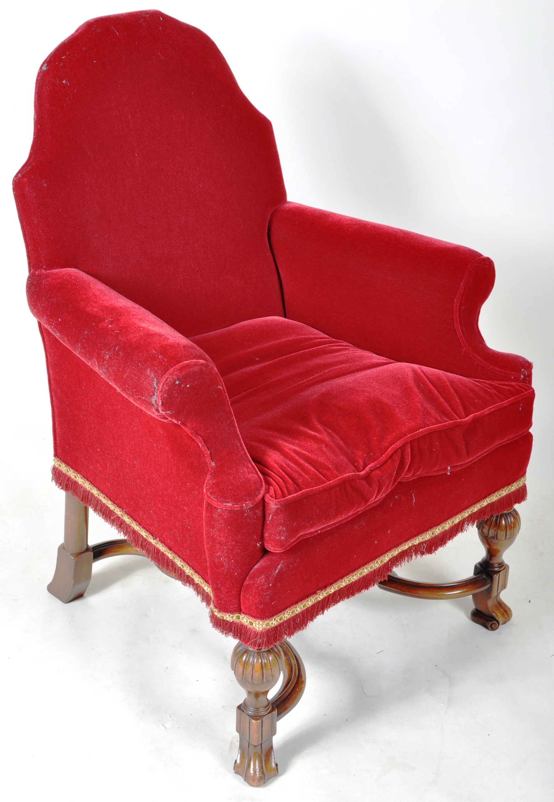 20TH CENTURY QUEEN ANNE REVIVAL FIRESIDE ARMCHAIR - Image 2 of 8