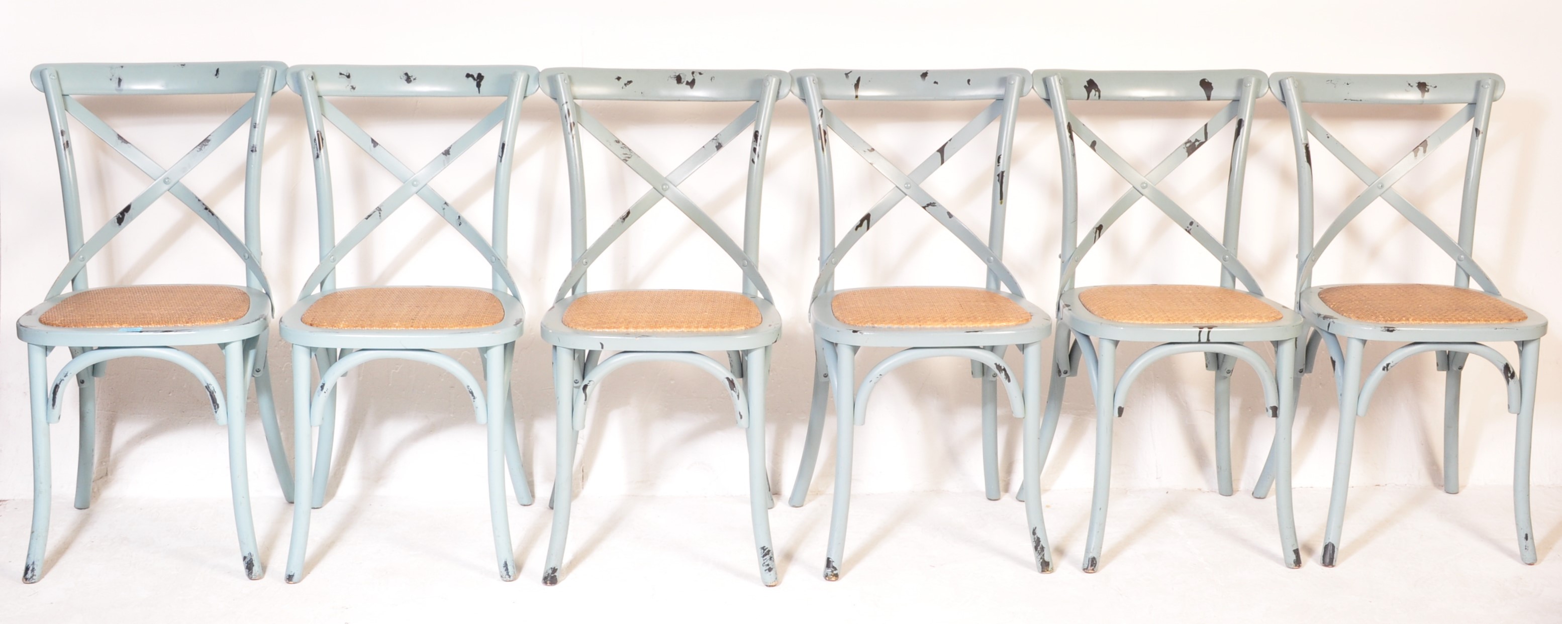 SET 20TH CENTURY PALE BLUE BENTWOOD CAFE DINING CHAIRS - Image 2 of 7
