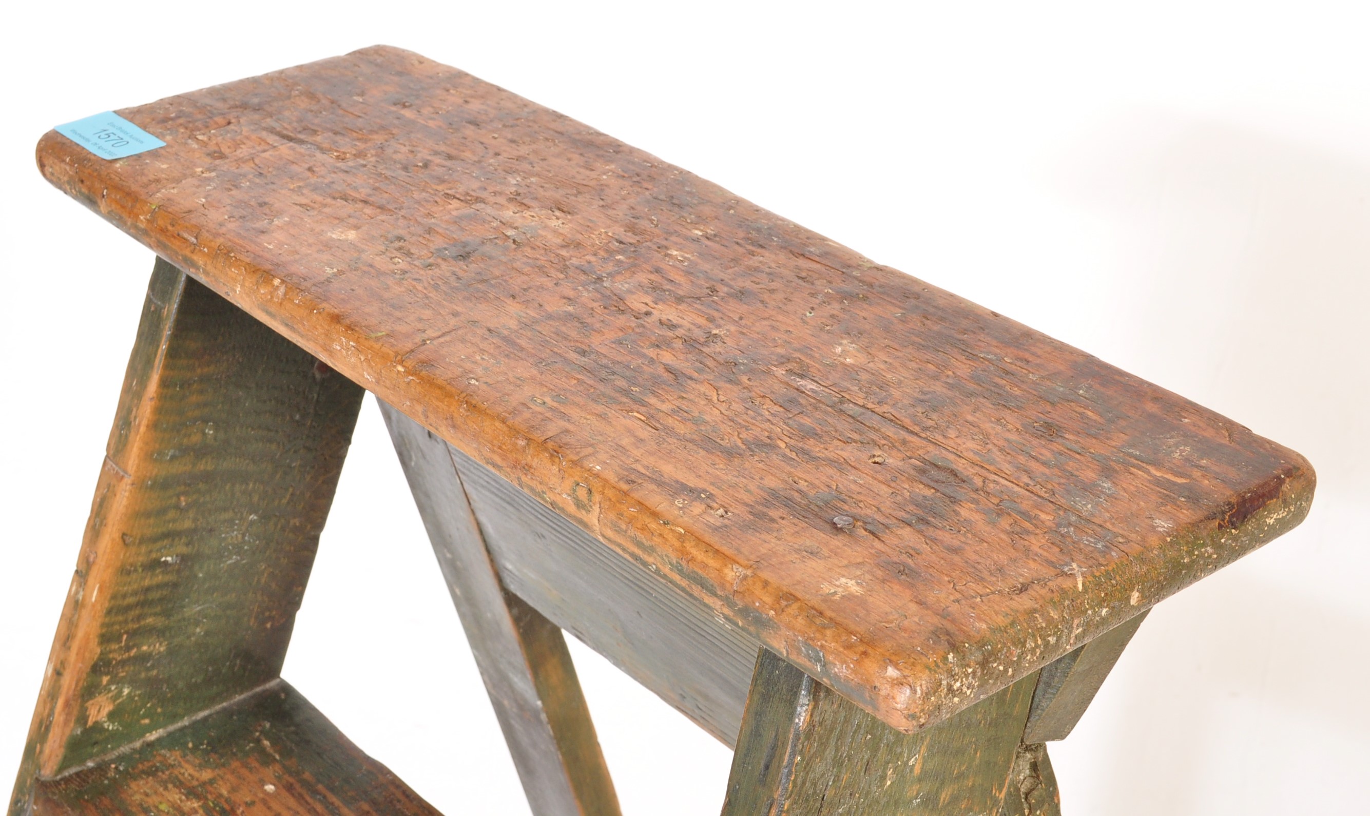 EARLY 20TH CENTURY FOLDING PINE A FRAME STEP LADDER - Image 5 of 7