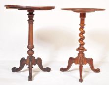 TWO VICTORIAN MAHOGANY & WALNUT WINE TABLES