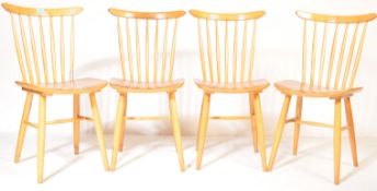 FOUR VINTAGE ERCOL STYLE BEECH DINING KITCHEN CHAIRS