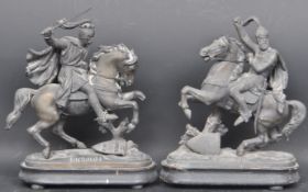 TWO MILIARY SPELTER FIGURES - RICHARD I & EDWARD III