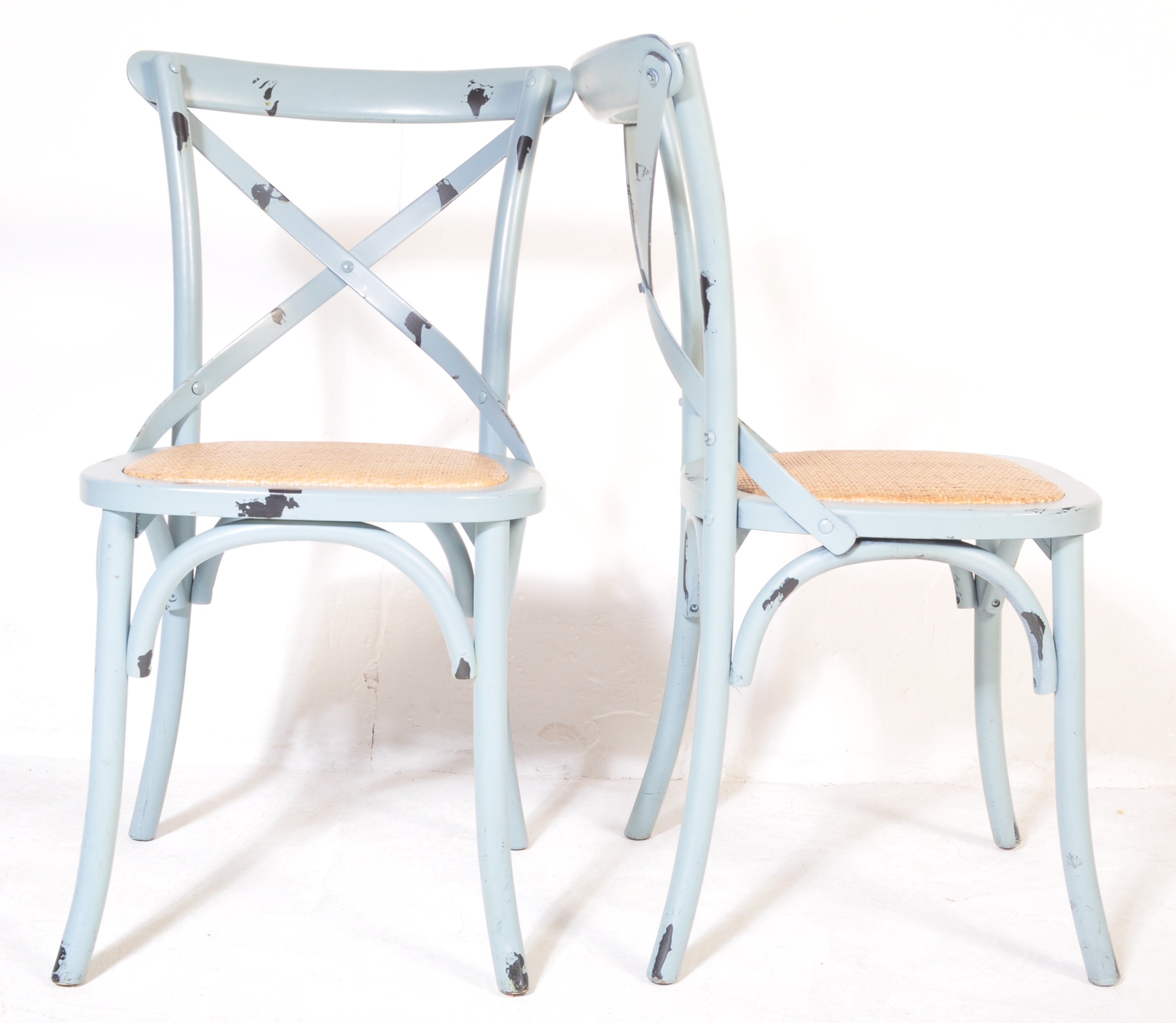 FOUR 20TH CENTURY BENTWOOD PALE BLUE CAFE CHAIRS - Image 3 of 7