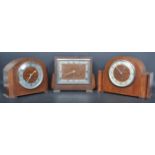 THREE OAK & WALNUT ART DECO 1930S MANTEL CLOCKS