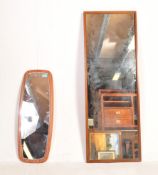 TWO RETRO VINTAGE MID 20TH CENTURY TEAK WALL MIRRORS