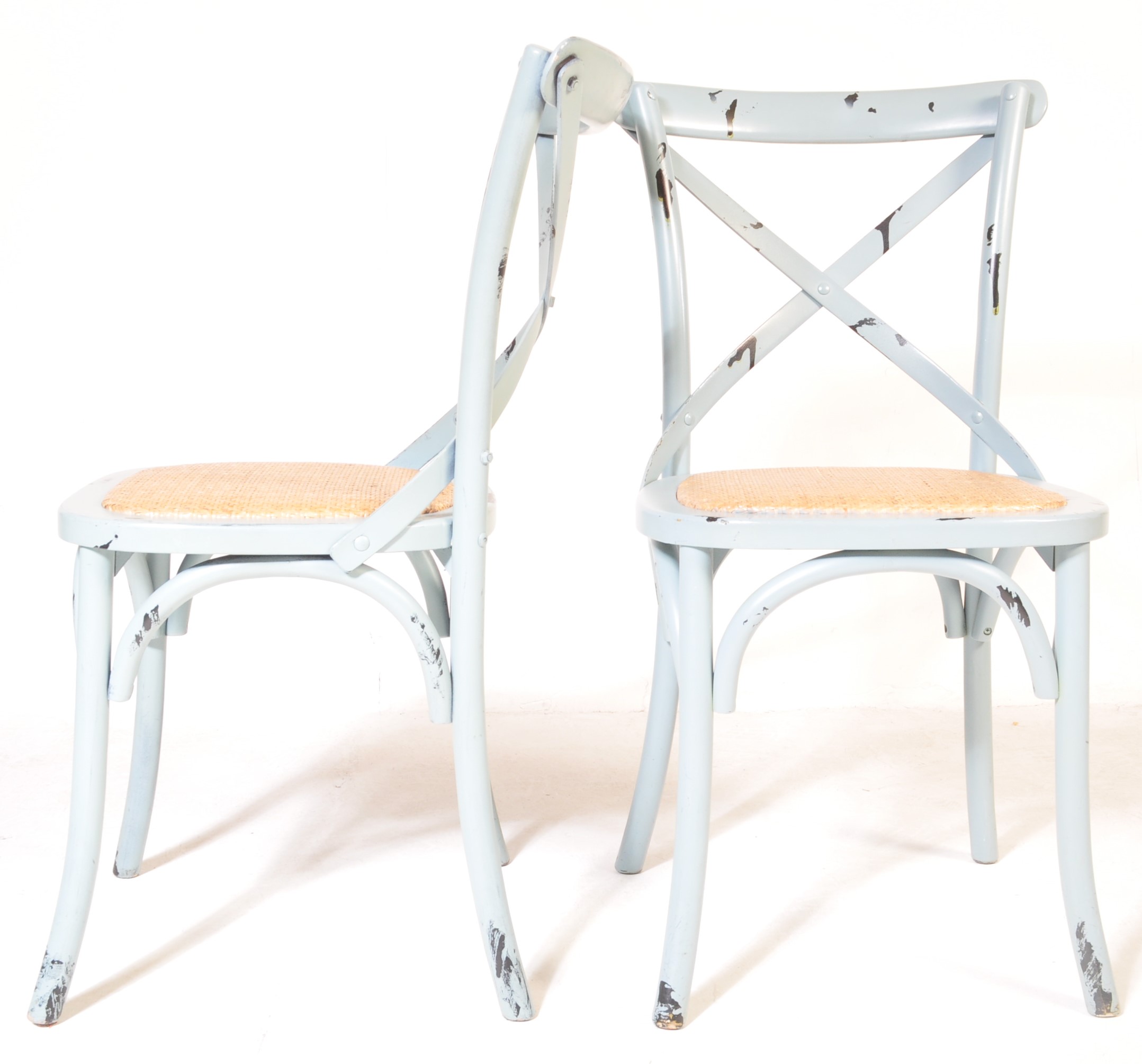 SET 20TH CENTURY PALE BLUE BENTWOOD CAFE DINING CHAIRS - Image 3 of 7