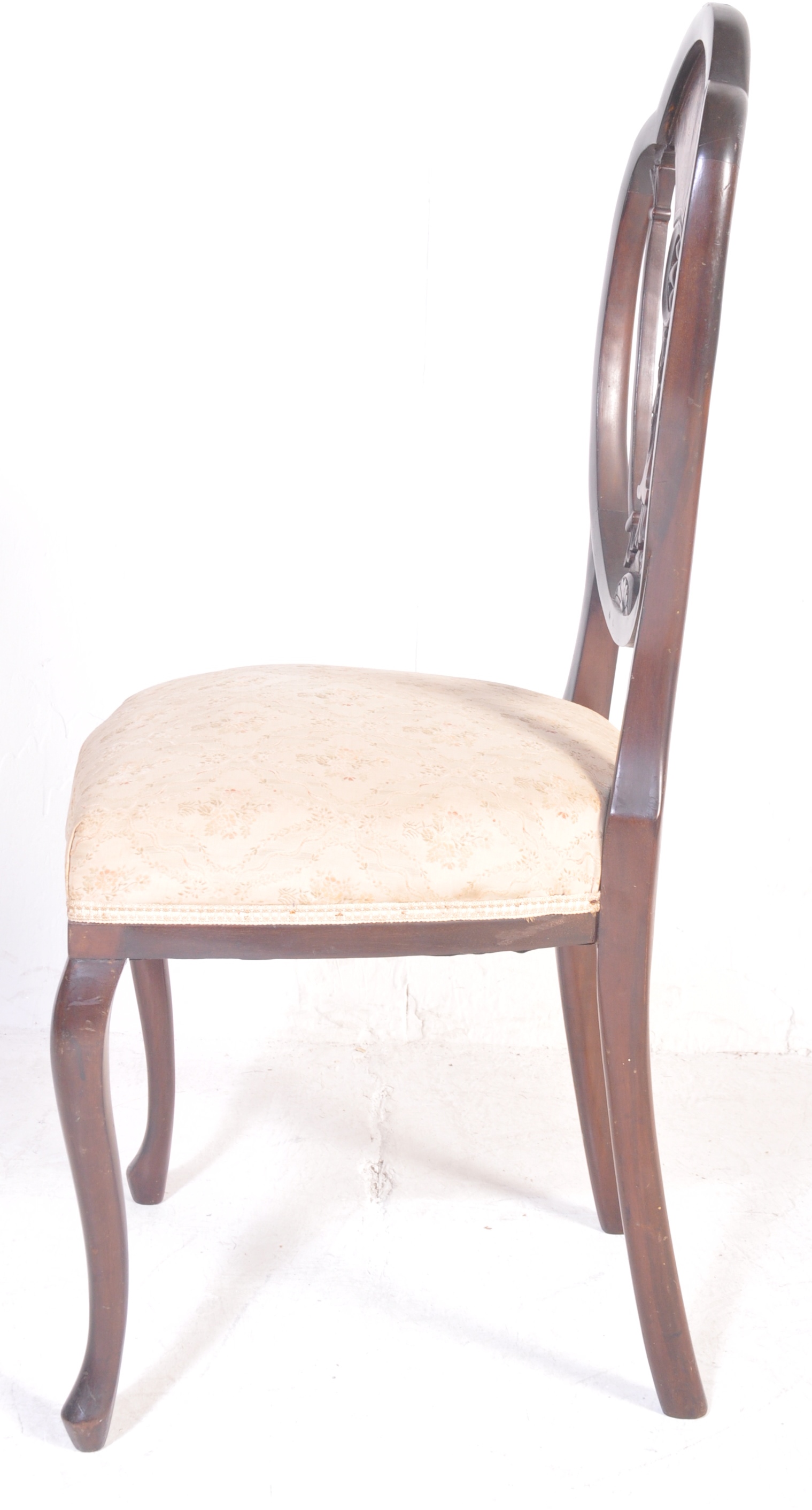 EDWARDIAN MAHOGANY INLAID UPHOLSTERED BEDROOM CHAIR - Image 5 of 5