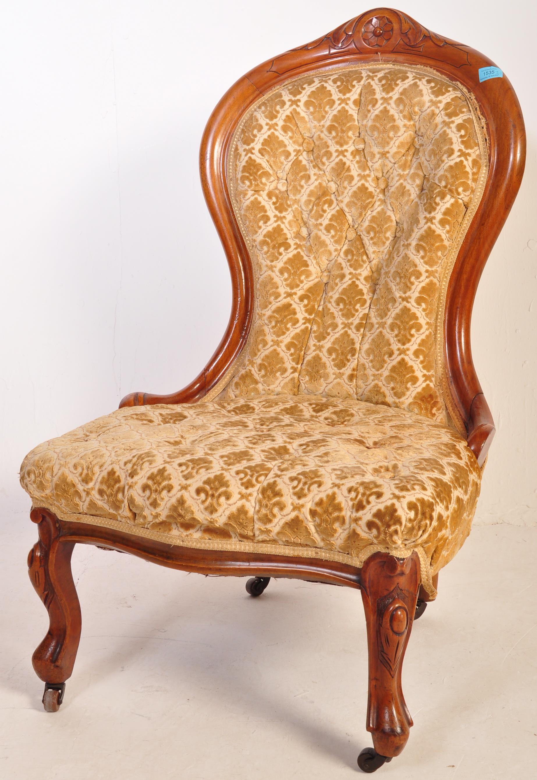 VICTORIAN 19TH CENTURY MAHOGANY NURSING CHAIR & OTHER - Image 3 of 14