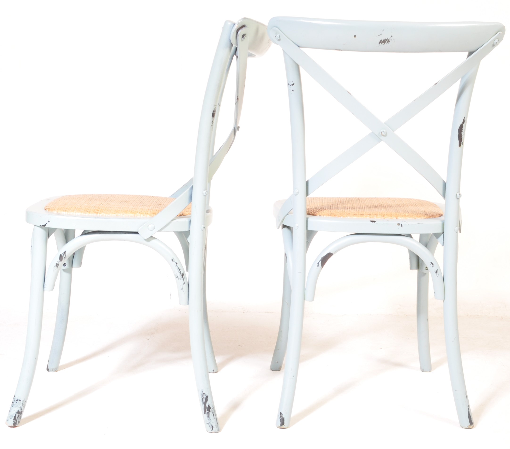 SET 20TH CENTURY PALE BLUE BENTWOOD CAFE DINING CHAIRS - Image 4 of 7