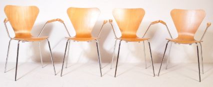 FOUR CONTEMPORARY CHROME AND WOOD MOSQUITO CHAIRS