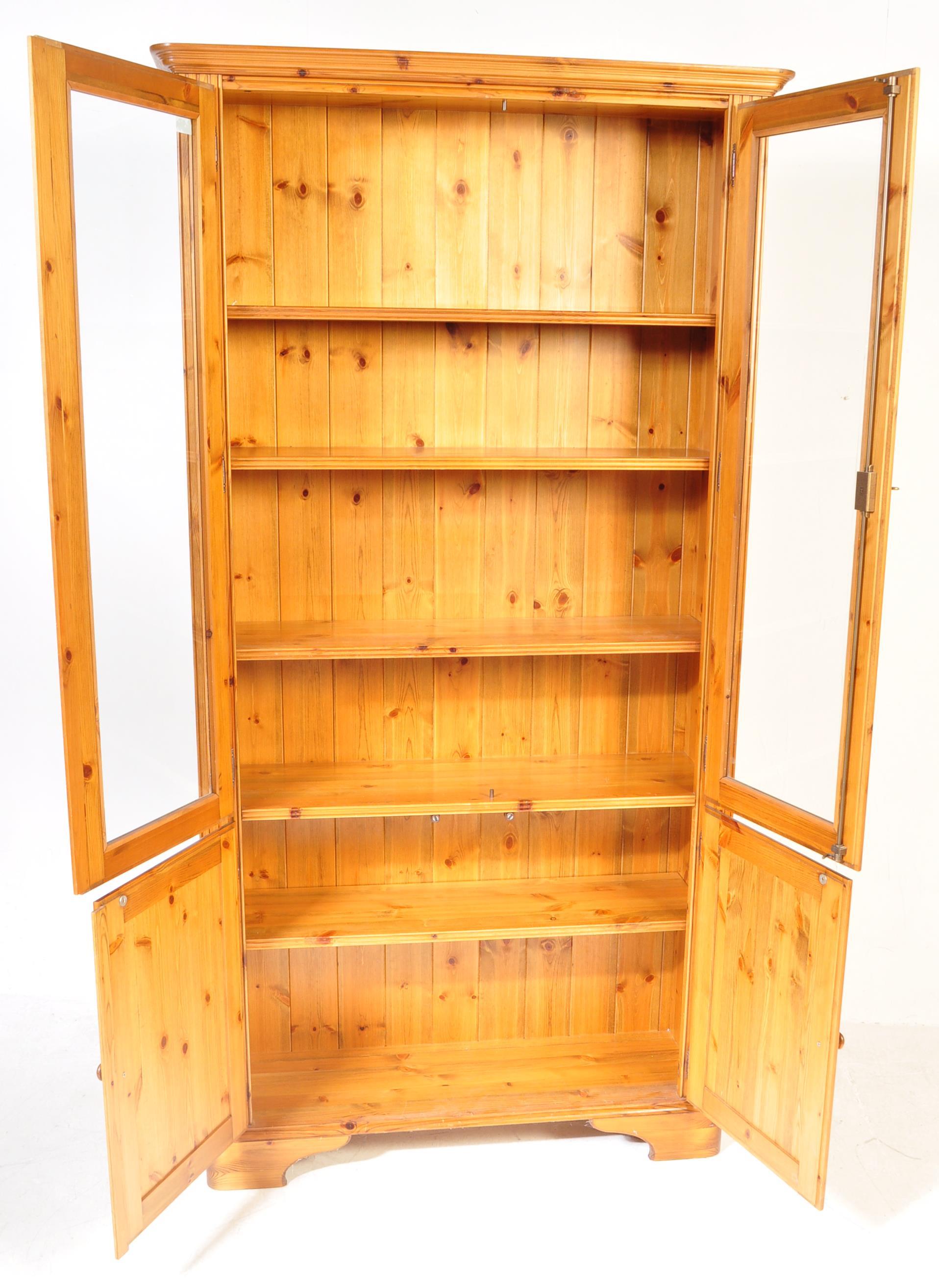 VICTORIAN REVIVAL LARGE PINE LIBRARY BOOKCASE CABINET - Image 2 of 4