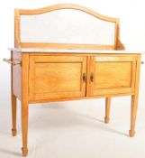 EDWARDIAN OAK & MARBLE WASHSTAND SIDE - HALL TABLE