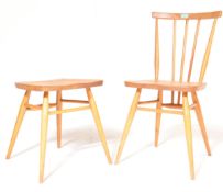 ERCOL 391 - MID CENTURY DINING CHAIR AND STOOL - BEECH & ELM