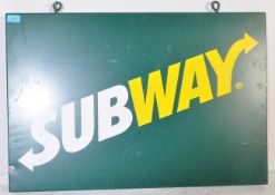 CONTEMPORARY GREEN METAL SUBWAY SIGN