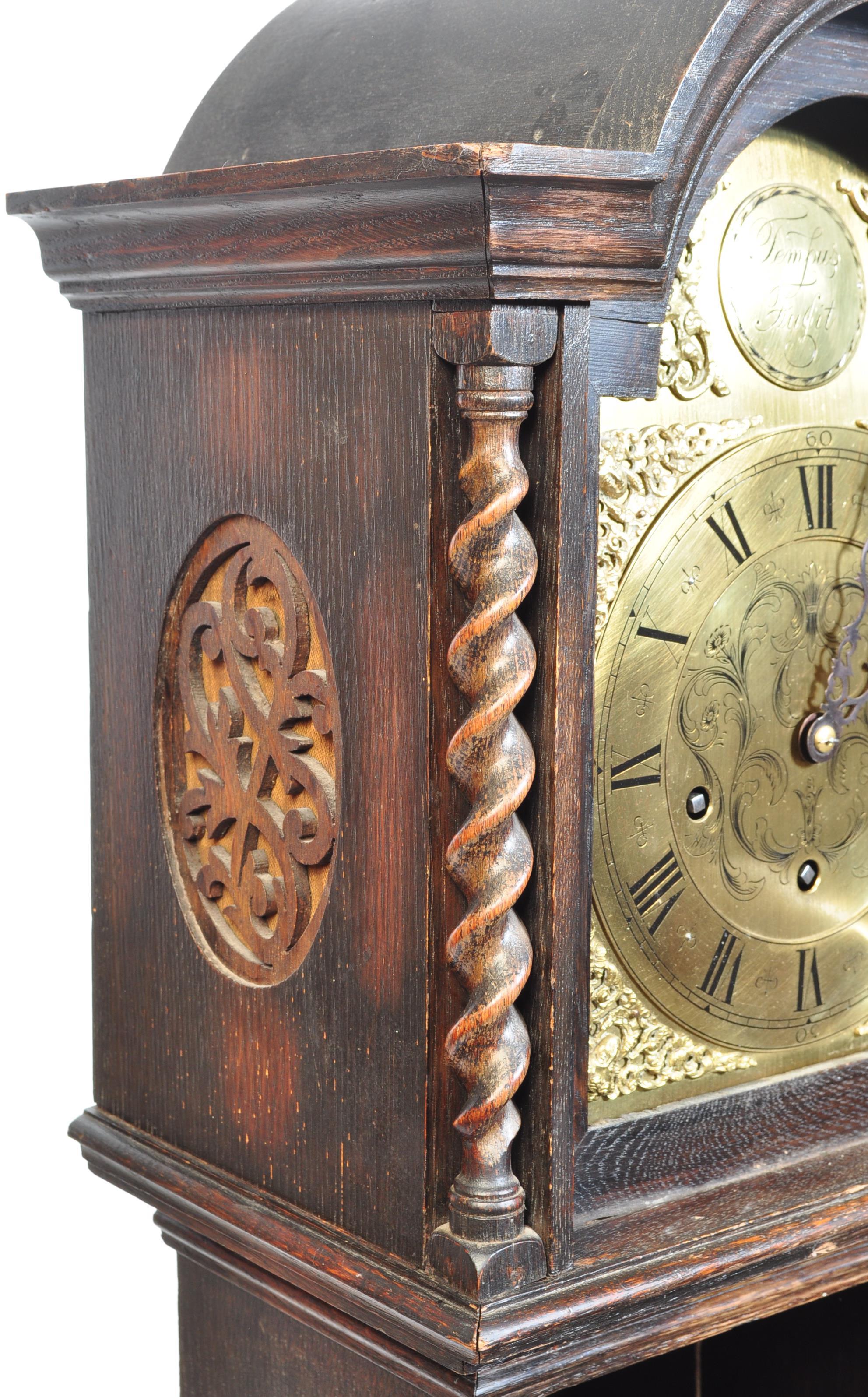 1920'S OAK BARLEYWIST & BRASS FACED LONGCASE CLOCK - Image 7 of 8