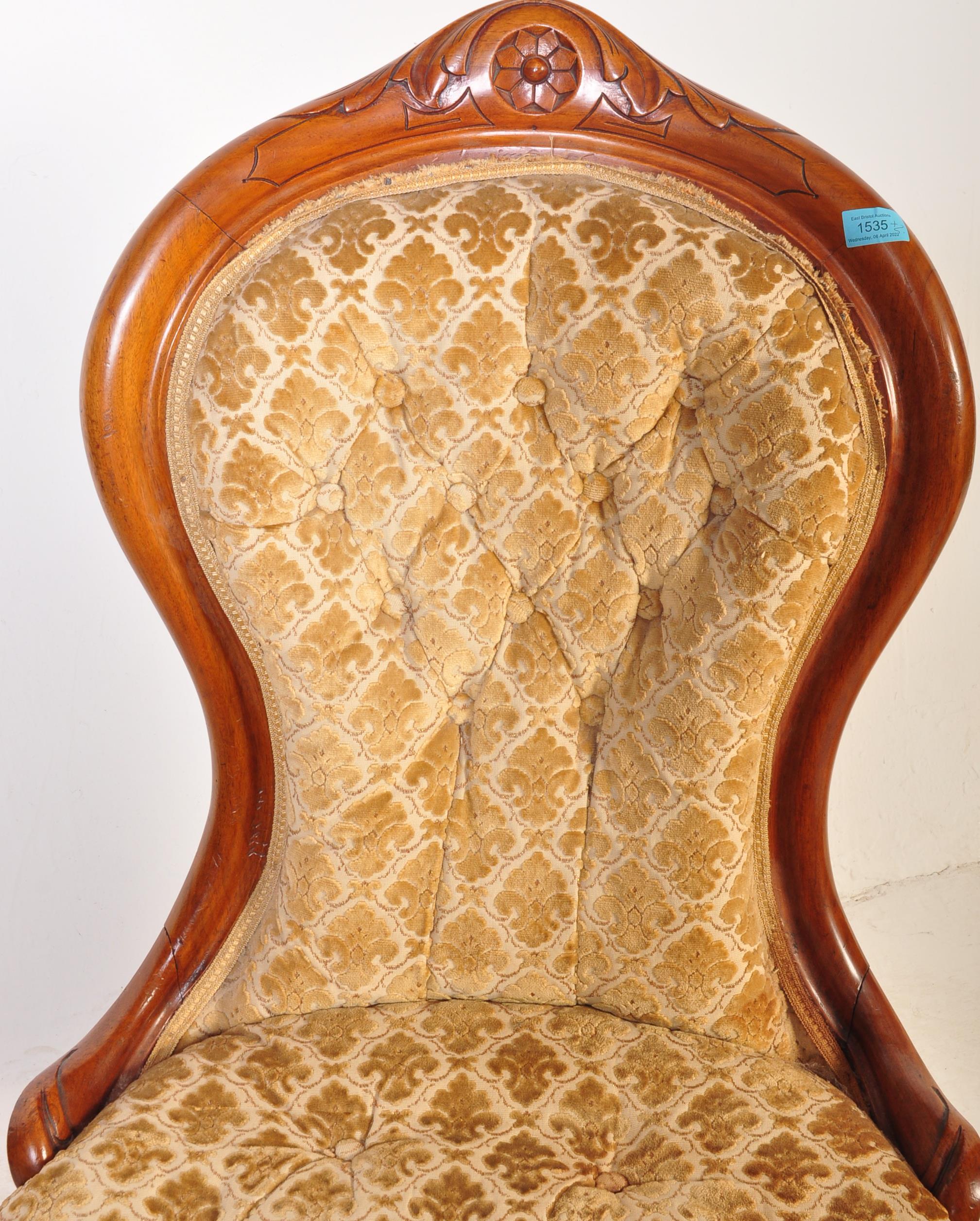 VICTORIAN 19TH CENTURY MAHOGANY NURSING CHAIR & OTHER - Image 5 of 14