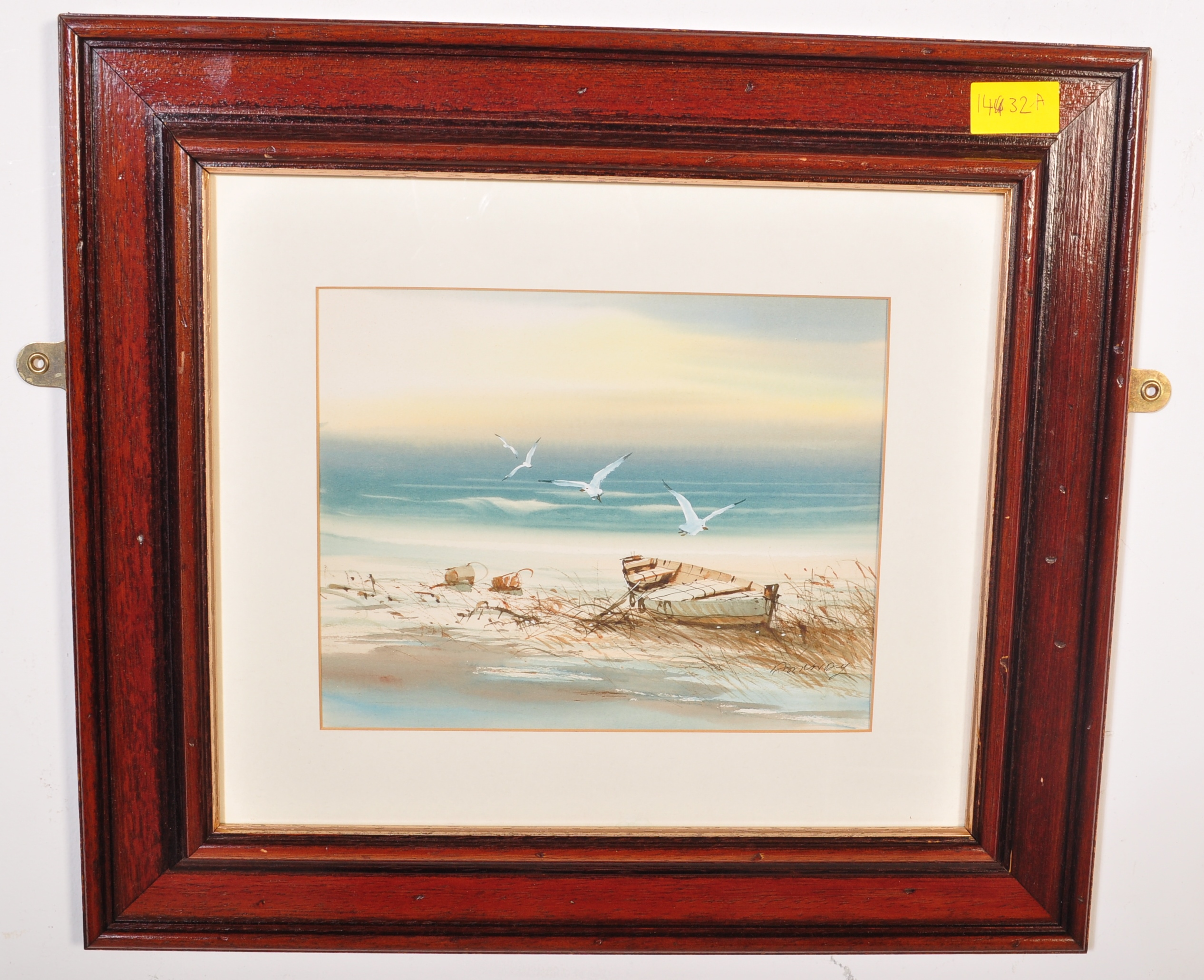 TWO 20TH CENTURY WATERCOLOUR PAINTINGS BEACH SCENES - Image 6 of 10