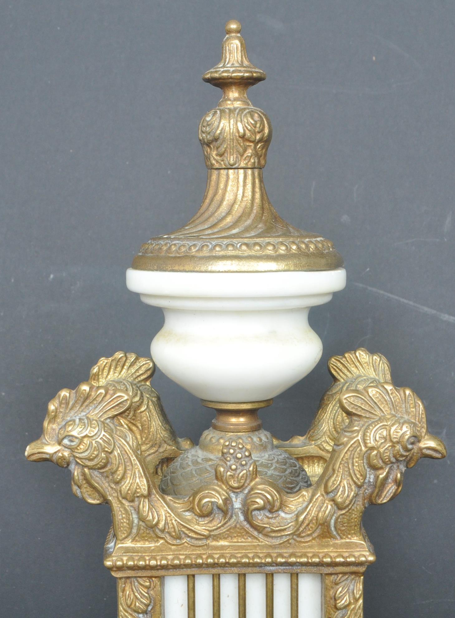 EARLY 20TH CENTURY GERMAN CONTINENTAL BRASS AND MARBLE CLOCK - Image 2 of 7