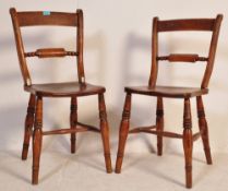 PAIR OF VICTORIAN BEECH & ELM OXFORD BAR BACK DINING CHAIRS