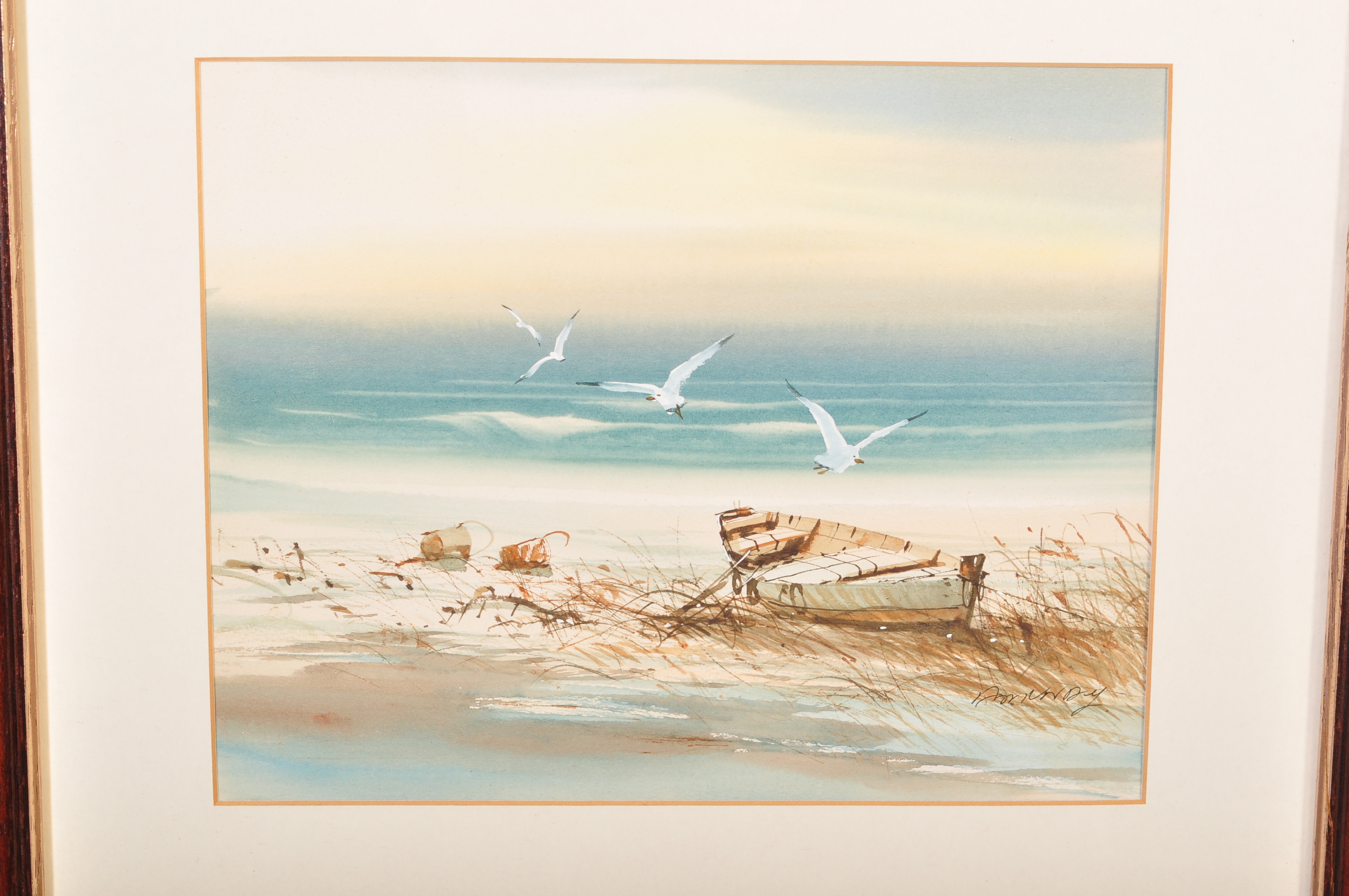 TWO 20TH CENTURY WATERCOLOUR PAINTINGS BEACH SCENES - Image 7 of 10